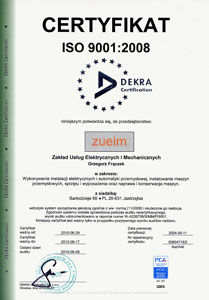 Certyfikat ISO 9001:2008